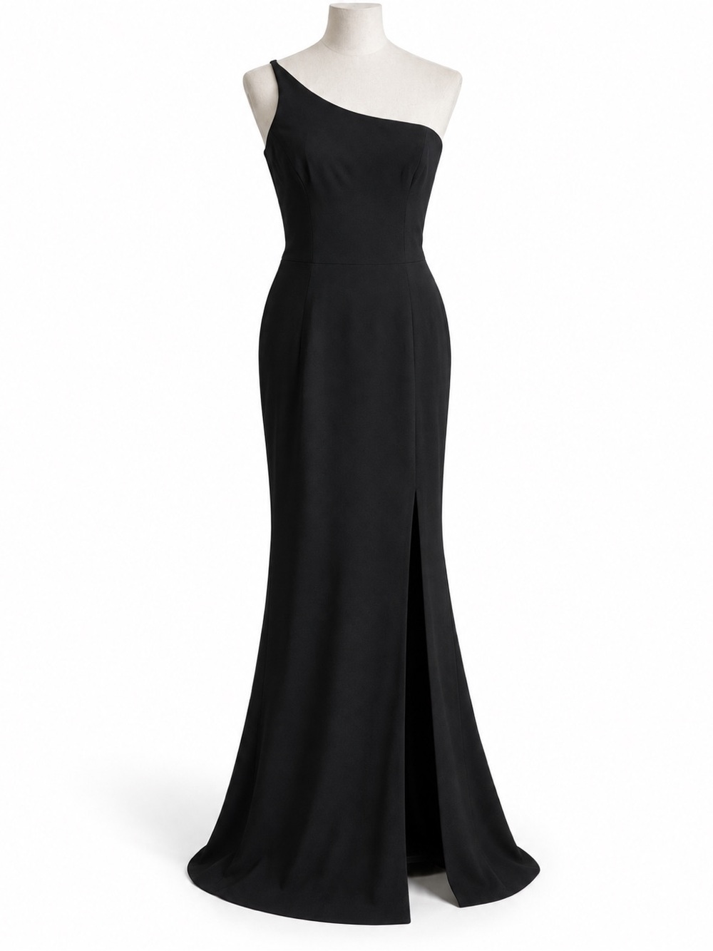 Dress the Population Black One-Shoulder Evening Dress with Front Slit